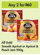 All Gold Smooth Apricot Or Apricot & Peach Jam-For Any 2 x 900g