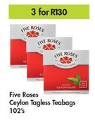 Five Roses Ceylon Tagless Teabags-For 3 x 102's Pack