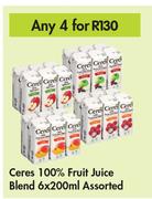Ceres 100% Fruit Juice Blend Assorted-For Any 4 x 6 x 200ml