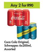 Coca-Cola Original, Schweppes Assorted-For Any 2 x 200ml