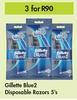 Gillette Blue 2 Disposable Razors 5's-For 3
