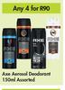 Axe Aerosol Deodorant Assorted-For Any 4 x 150ml
