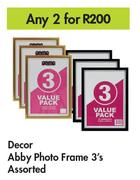Decor Abby Photo Frame Assorted-For 2 x 3's Pack