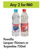 Powafix Lacquer Thinners Or Turpentine-For Any 2 x 750ml