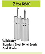 Wildberry Stainless Steel Toilet Brush & Holder-For 2
