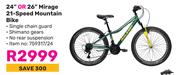 Raleigh 24" Or 26" Mirage 21 Speed Mountain Bike
