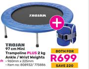 Trojan 97cm Mini Trampoline Plus 2Kg Ankle/Wrist Weights-Both For 