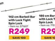 Trojan 142cm Barbell Bar With Lock Tight Spin Lock