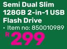 Hikvision Semi Dual Slim 128GB 2 In 1 USB Flash Drive