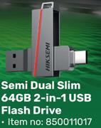 Hikvision Semi Dual Slim 64GB 2 In 1 USB Flash Drive