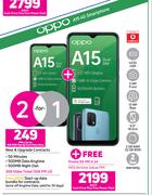 2 x Oppo A15 4G Smartphone-On 1GB Red Top Up Core More Data + On Promo 65