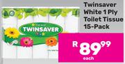 Twinsaver White 1 Ply Toilet Tissue 15-Pack-Each