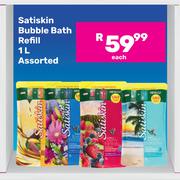 Satiskin Bubble Bath Refill Assorted-1L Each
