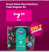 Great Value Maxi Sanitary Pads Regular-8s Each