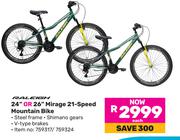 Raleigh 24" Or 26" Mirage 21-Speed  Mountain Bike -Each