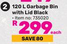 Big Jim 120L Garbage Bin With Lid Black