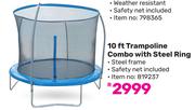 Bouceking 10 Ft Trampoline Combo With Steel Ring