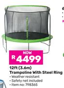 Bouceking 12 Ft (3.6m) Trampoline With Steel Ring
