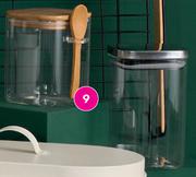 Canisters Stackable Or Glass Or Square Jars Or Bamboo Lid & Spoon