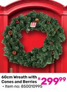 60cm Wreath with Cones & Berries