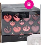 16 Piece Heart Shaped Baubles