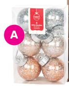 6 Piece Glitter Bauble Pack