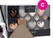 16 Piece Decorative Heart Shaped Baubles