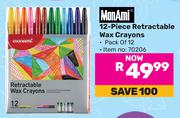 MonAmi 12 Piece Retractable Wax Crayons-Each