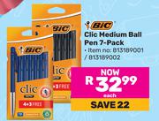 Bic Clic Medium Ball Pen 7 Pack-Each