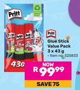 Pritt Glue Stick Value Pack-3 x 43g