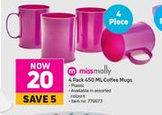 Miss Molly 4 Piece 450ml Coffee Mugs