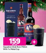 Squadron Dark Rum 750ml With 1 x Metal Cup-Per Set