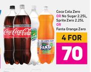 Coca-Cola Zero Or No Sugar 2.25Ltr, Sprite Zero 2.25Ltr Or Fanta Orange Zero-For 4