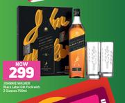 Johhnie Walker Black Label 750ml Gift Pack With 2 Glasses 