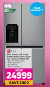 LG 668L Side By Side Fridge Freezer Water & Ice Silver GC-L247SLUVAPZQESA