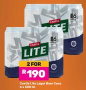 Castle Lite Lager Beer Cans-For 2 x 6 x 500ml