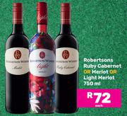 Robertsons Ruby Cabernet Or Merlot Or Light Merlot-750ml Each