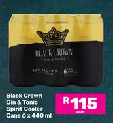 Black Crown Gin & Tonic Spirit Cooler Cans-6 x 440ml