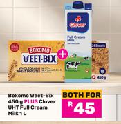 Bokomo Weet Bix 450g Plus Clover UHT Full Cream Milk 1L-Both For