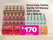 Coca Cola, Fanta, Sprite Or Stoney Soft Drink-24 x 300ml Per Case