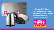 Russell Hobbs 20L Microwave Oven Stainless Steel Kettle & Sandwich Maker