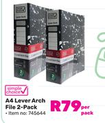 Simple Choice A4 Lever Arch File 2 Pack-Per Pack