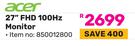 Acer 27" FHD 100Hz Monitor