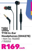 JBL T110 In Ear Headphones OH4278-Each