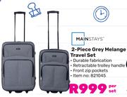 Mainstays 2 Piece Grey Melange Travel Set-Per Set