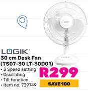 Logik 30cm Desk Fan TS07-30 LT-30D01
