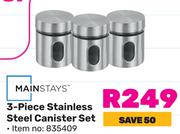 Mainstays 3 Piece Stinless Steel Canister Set