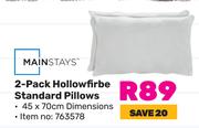 Mainstyas 2 Pack Hollow Fibre Standard Pillows