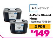 Mainstays 4 Pack Glazed Mugs-For 2