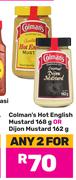 Colman's Hot English Mustard 168g Or Dijon Mustard 162g-For Any 2